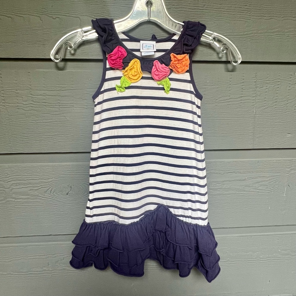 JILLIAN’S CLOSET STRIPED RUFFLED SLEEVELESS SUNDRESS SIZE 4T